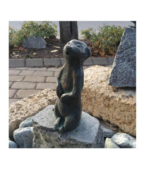 Rottenecker Bronze-Erdmännchen Groß Auf Granit, Wasserspeiend 4 Rottenecker Bronze-Erdmännchen Groß Auf Granit, Wasserspeiend – Bild 2